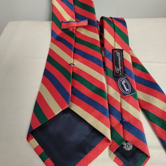❤️NWT FACONNABLE MADE IN FRANCE Multi Striped 100% SILK STRIPED NECK TIE - Picture 9 of 9